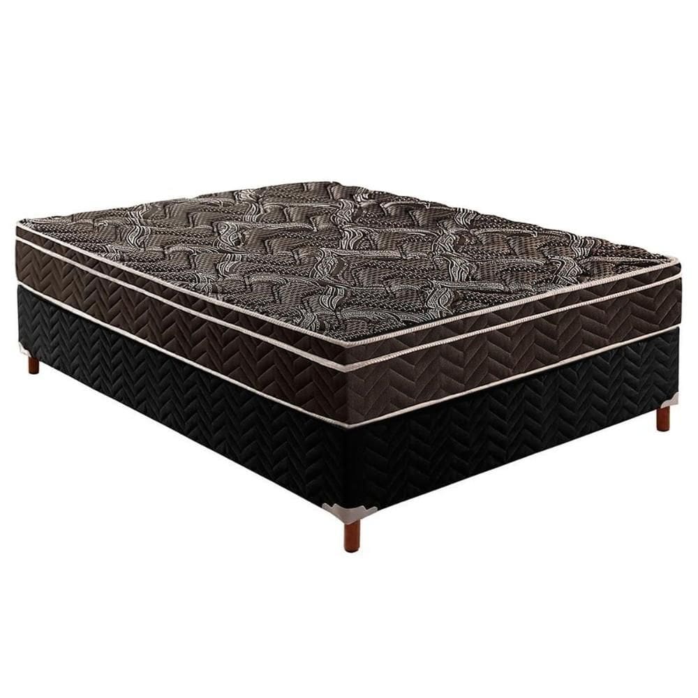 Cama Box Casal: Colchão Ortopédico Paropas D28/EP Pasquale + Base CRC Rústico Black(138x188)