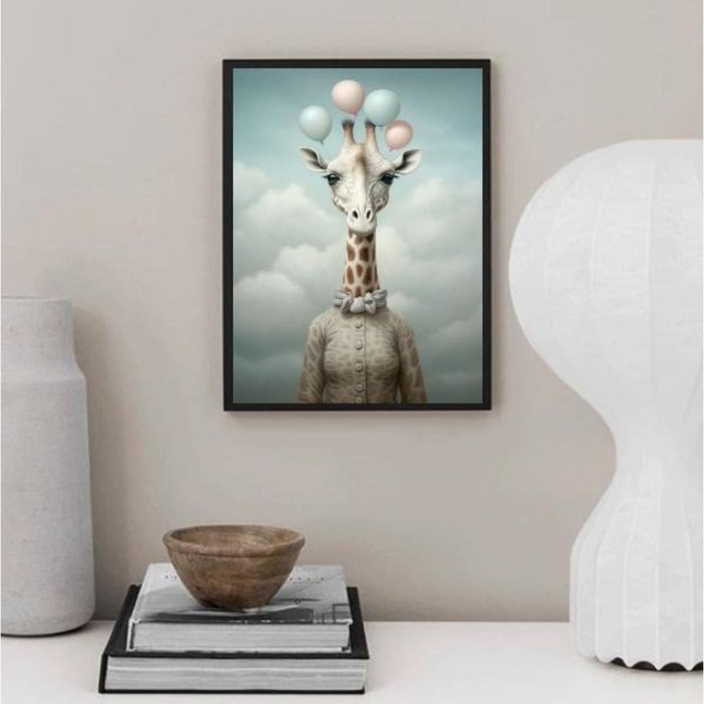 Quadro Decorativo Girafa Com Balões 33X24Cm
