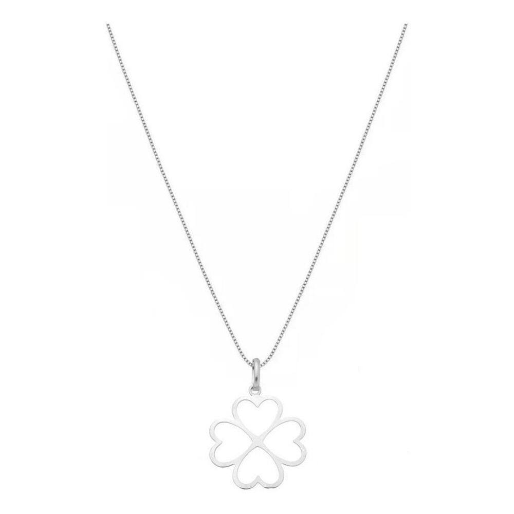 Gargantilha Colar Prata 925 Flor Coração Trevo Prata 925