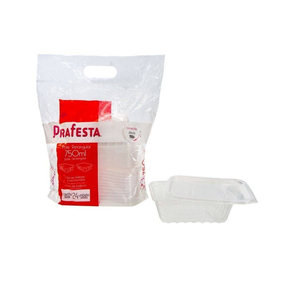 Pote Retangular 750Ml. C/ Tampa C/6X24 Un. (Prafesta)
