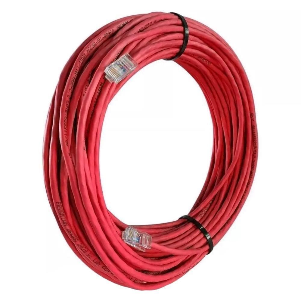 Cabo De Rede Cat 6 Mpt Interno 30 Metros U/utp 4p X 23awg | Vermelho Com Conectores