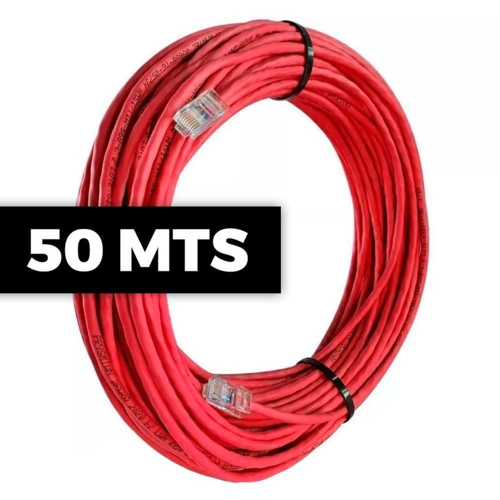 Cabo De Rede Cat 6 Mpt Interno 50 Metros U/utp 4p X 23awg | Vermelho Com Conectores