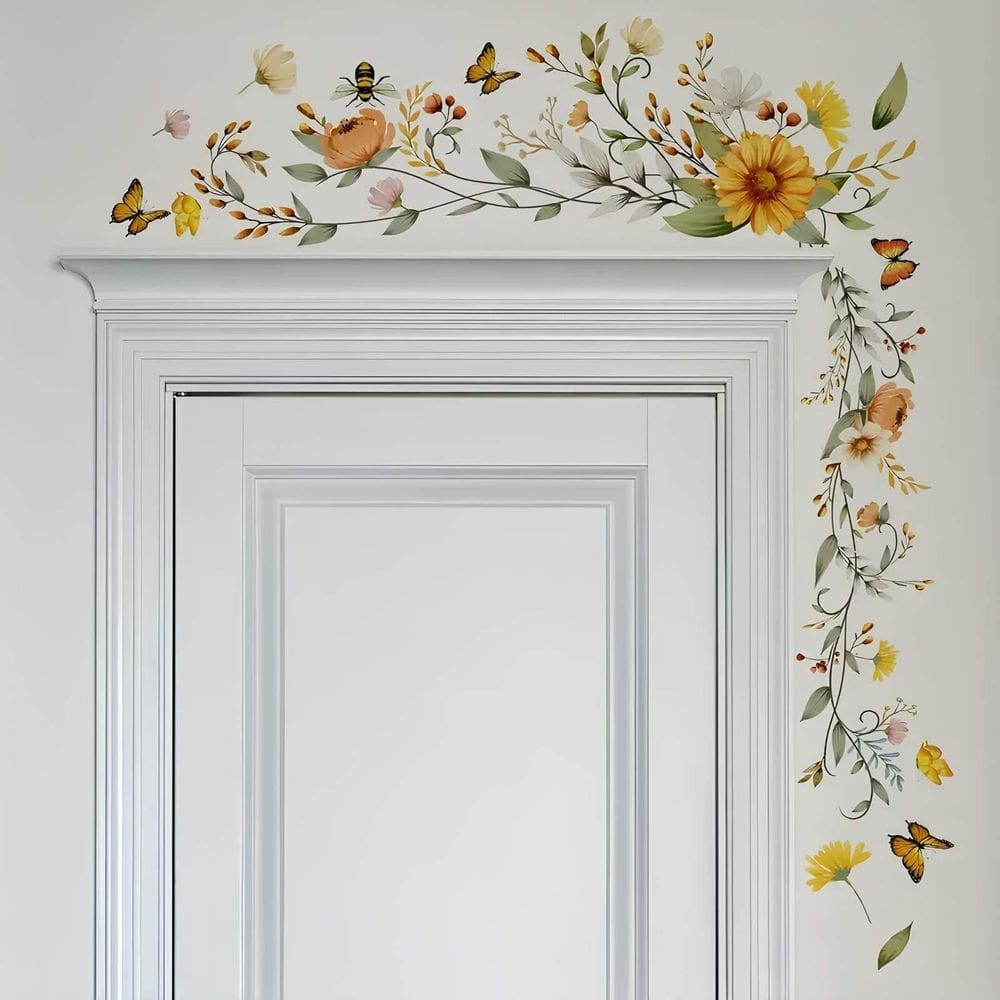 Adesivo Batente De Porta Floral