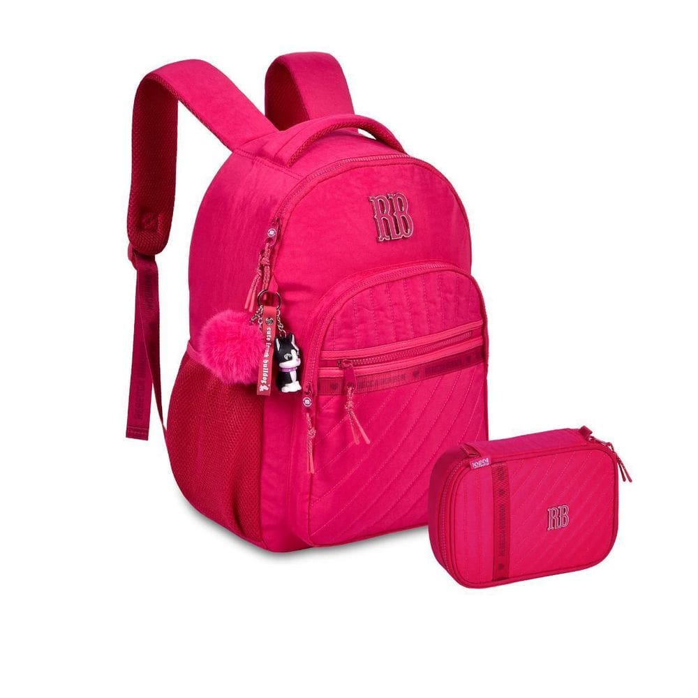 Mochila De Costas Rebecca Bonbon Escolar Com Estojo - Rosa