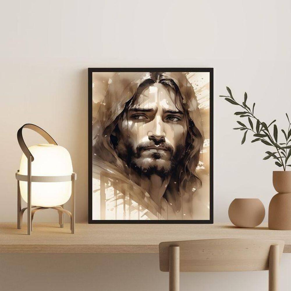 Quadro Moderno Monocromático Jesus 45X34Cm