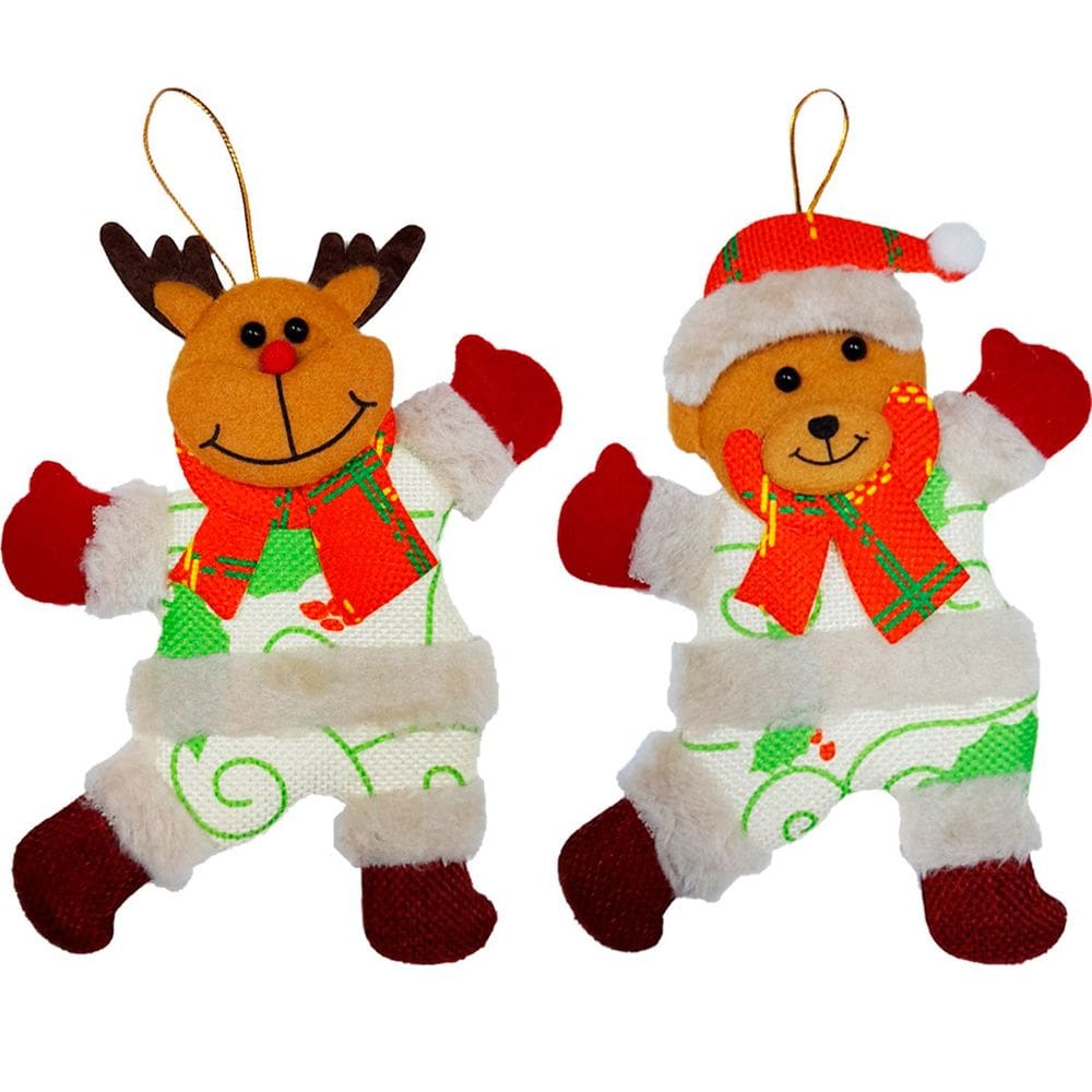 Kit 4 Enfeites Natalino Decoração Árvore De Natal Urso Rena