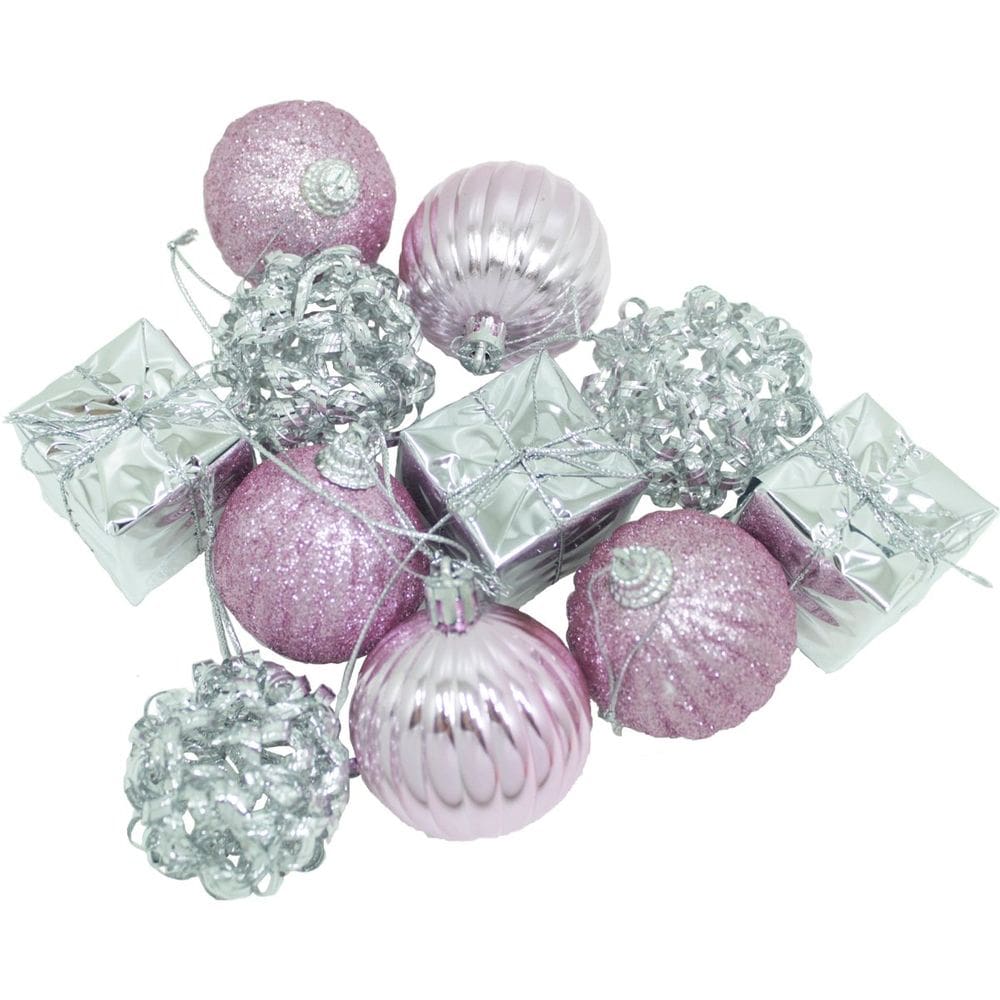 Kit 22 Peças Enfeite Tubo Natalino Árvore De Natal Rosa 5cm