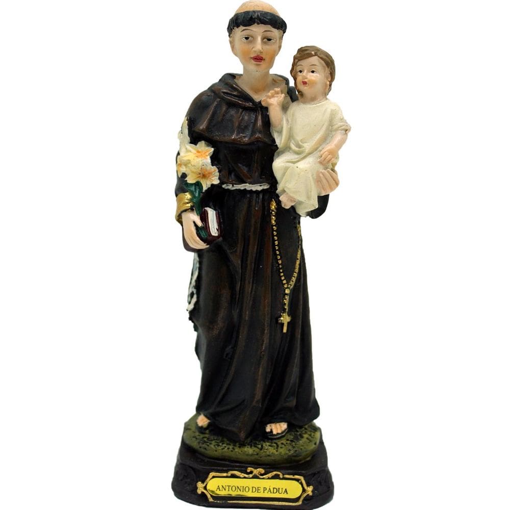Estatueta Imagem Santo Antônio De Pádua Resina Enfeite 16cm