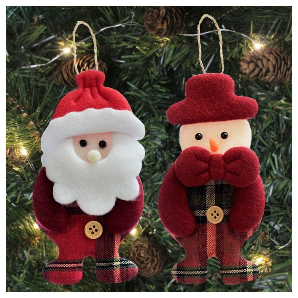 Kit 12 Peças Enfeite Árvore Natal Pendente Papai Noel Boneco De Neve 14cm