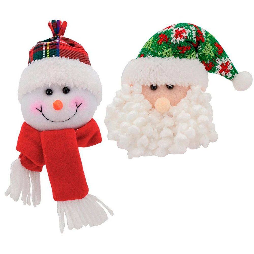Kit 6 Enfeites Árvore Natal Pendente Papai Noel E Boneco De Neve
