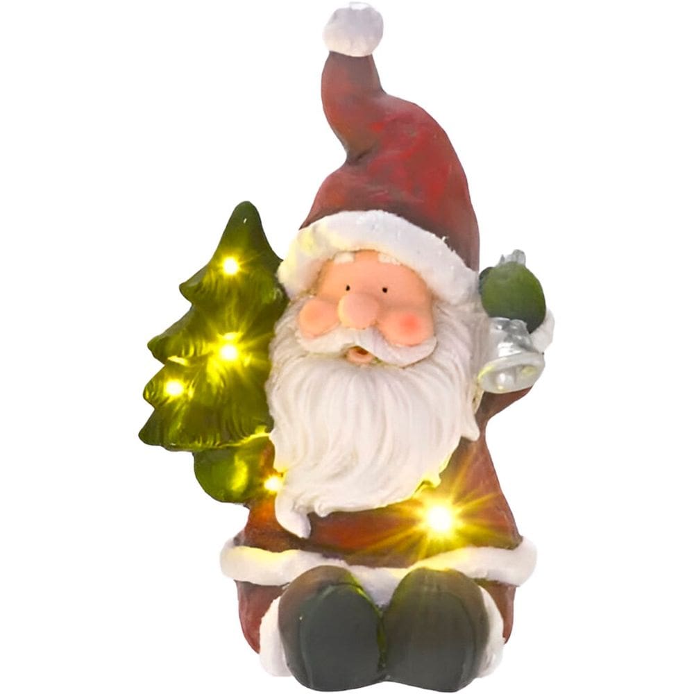 Estatueta Natalina Papai Noel Sino Árvore LEDs Luzes 39cm