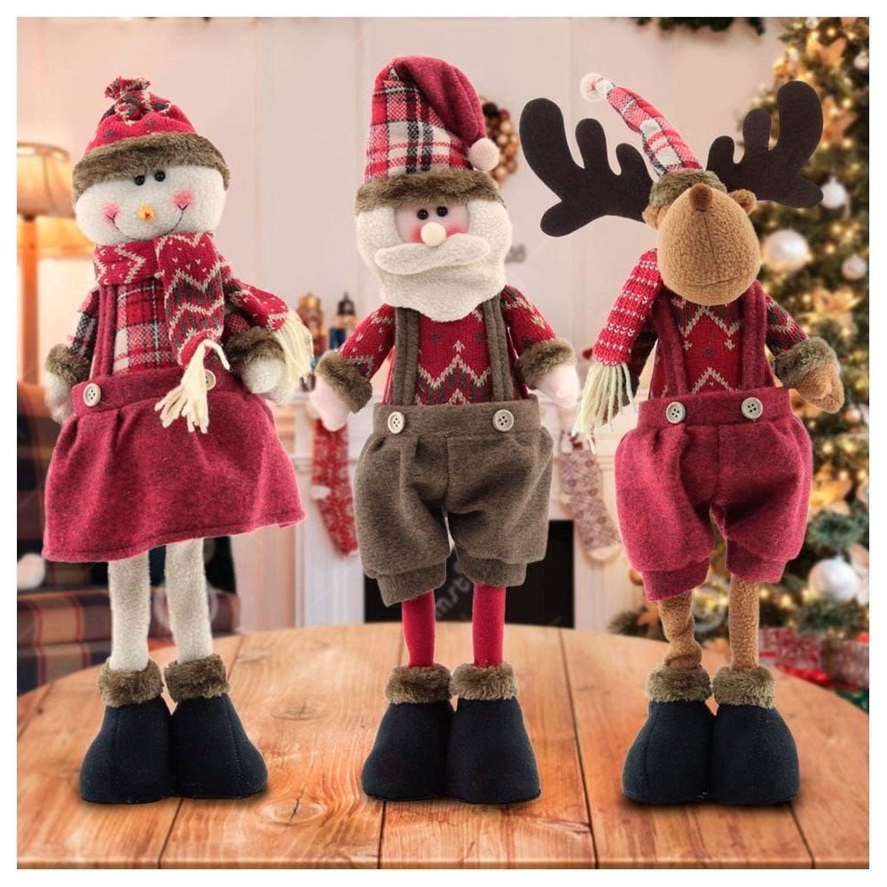Trio Boneco De Neve Papai Noel Rena Decoração Natal 50cm