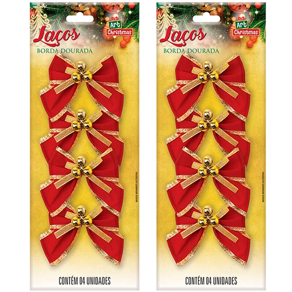 Kit 12 Laços De Bolinhas Pingentes Dourado Brilhante 10cm