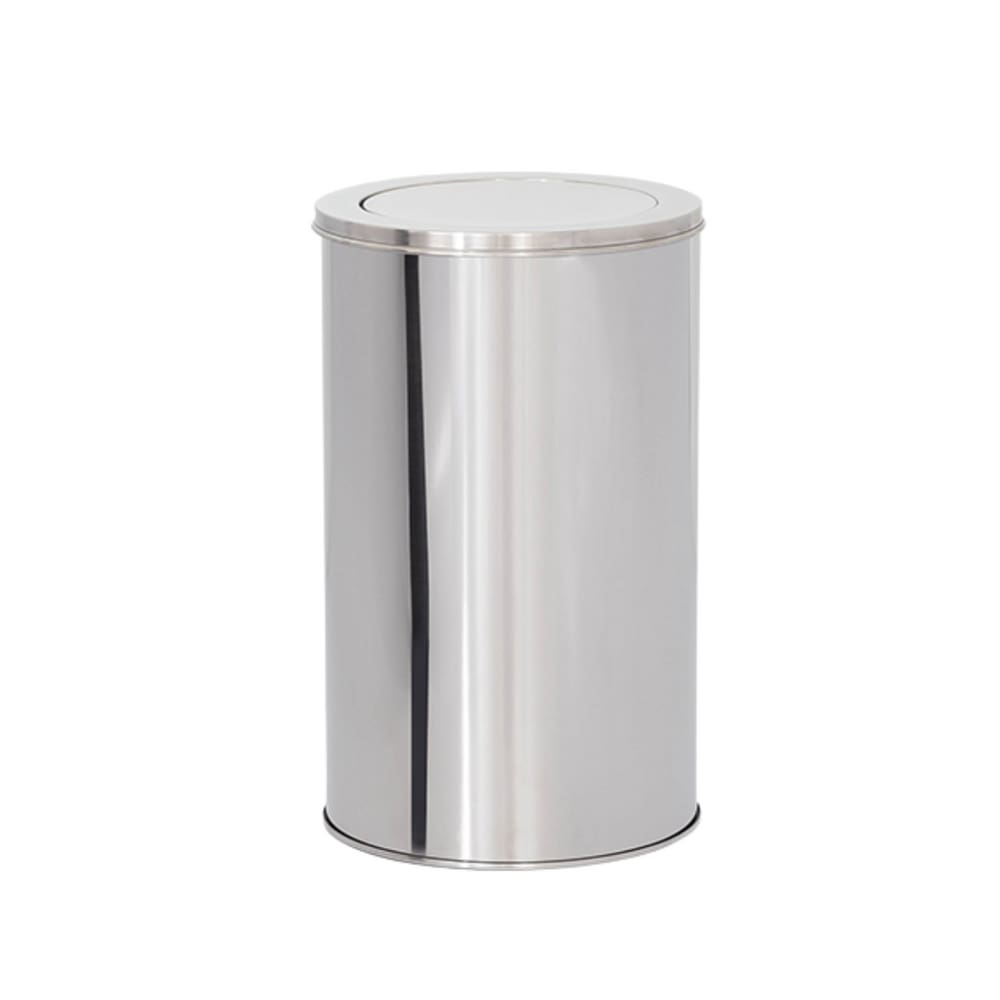 Lixeira em Aço Inox 35L Basculante Redonda