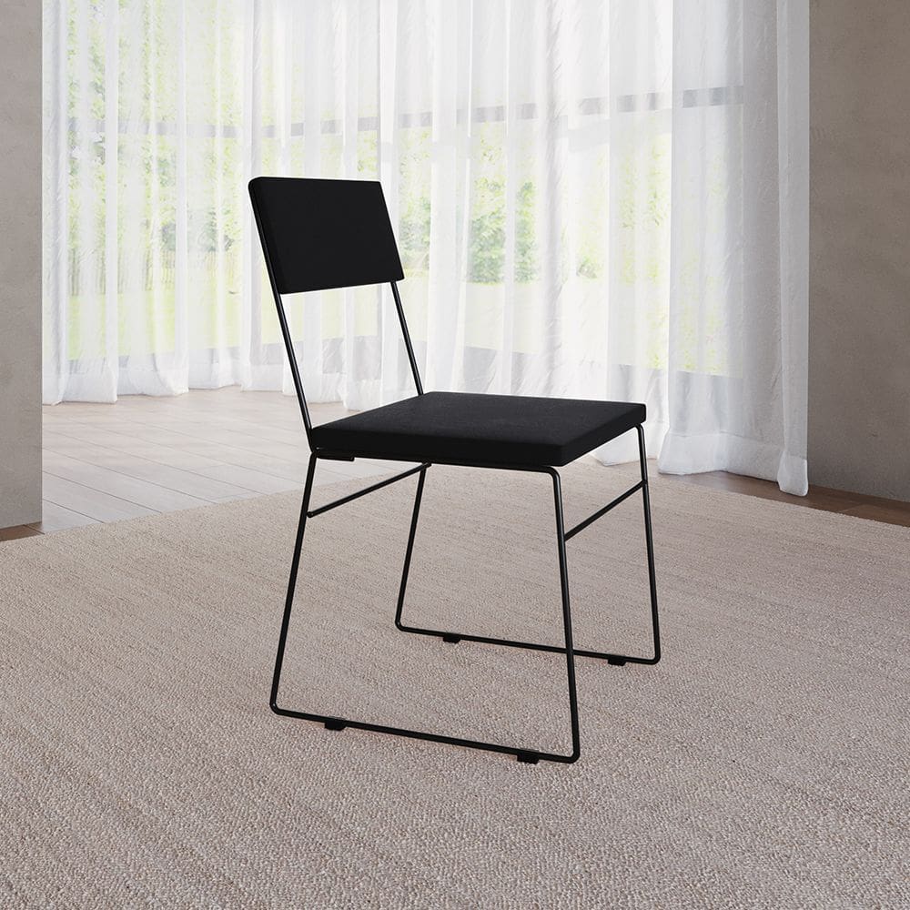 Cadeira de Jantar Estofada Málaga Veludo Preto