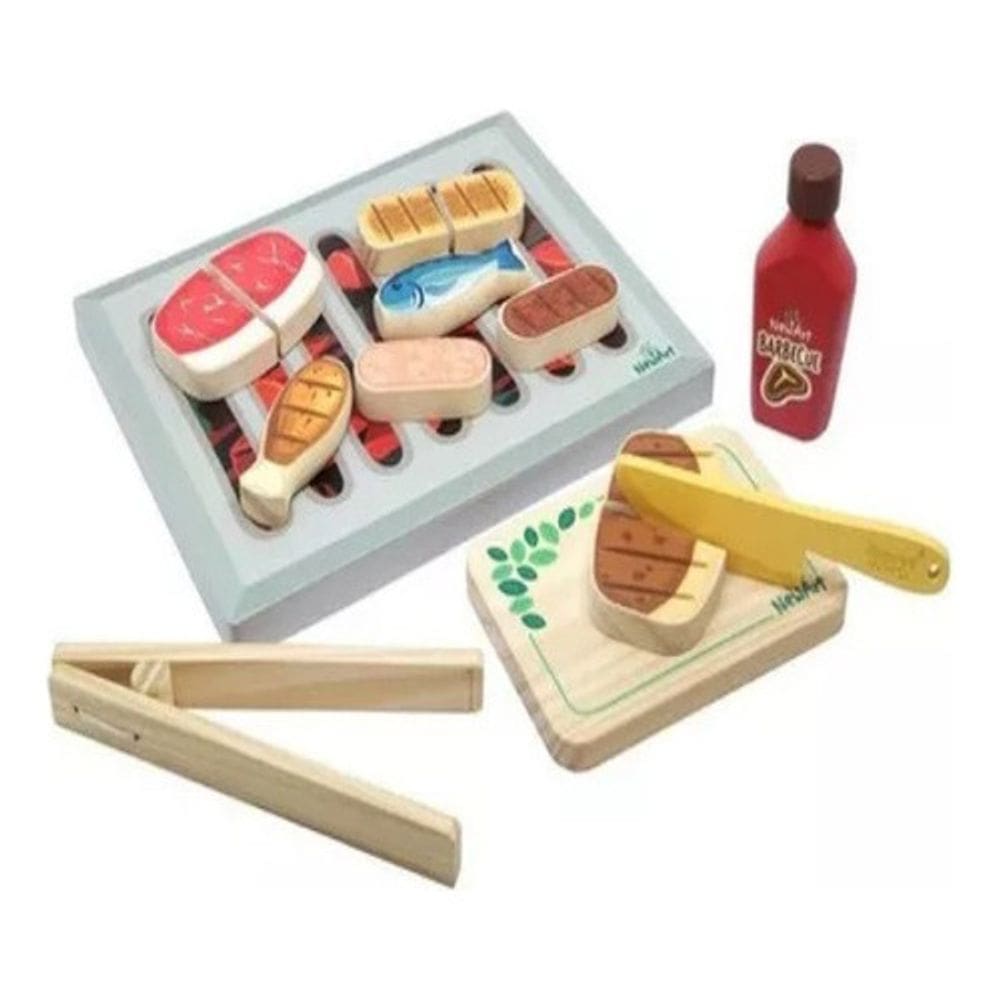 Kit Churrasco De Madeira Brinquedo Coleção Comidinhas Newart