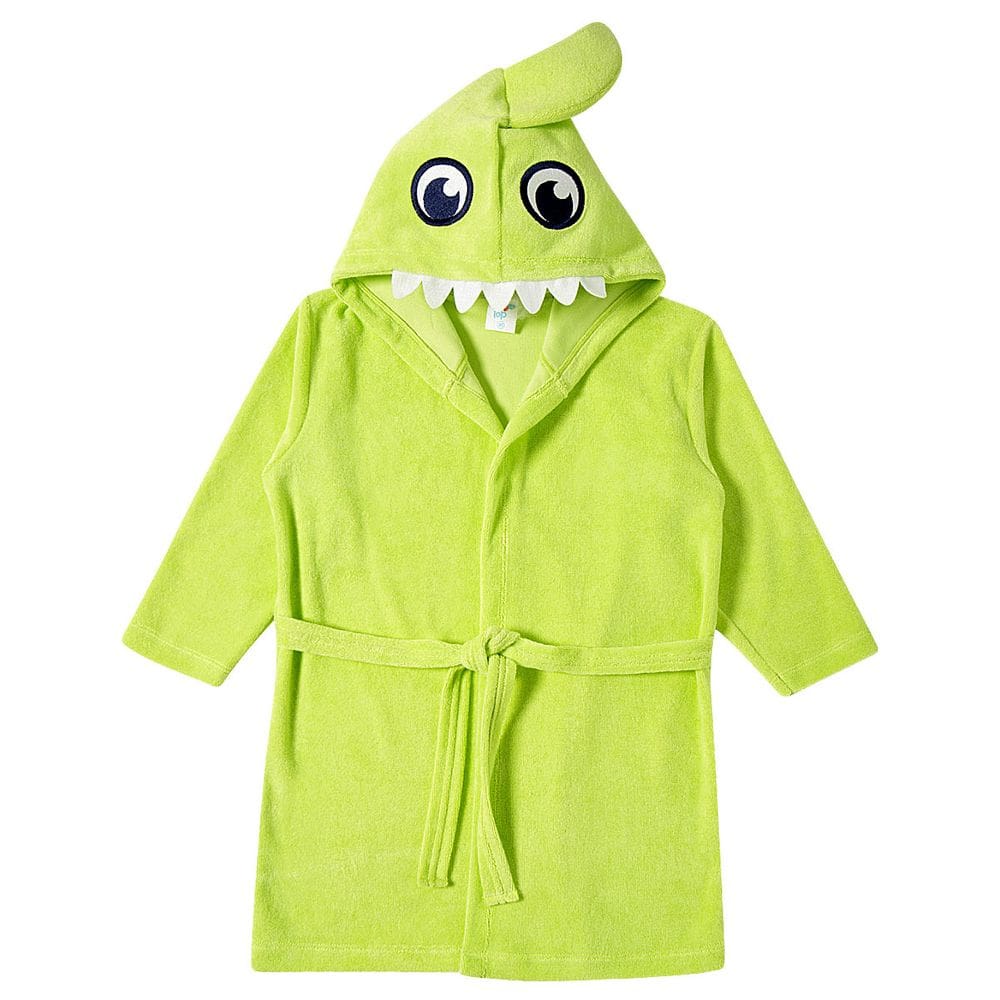 Roupão Praia Infantil Atoalhado Shark Verde Limão Tip Top