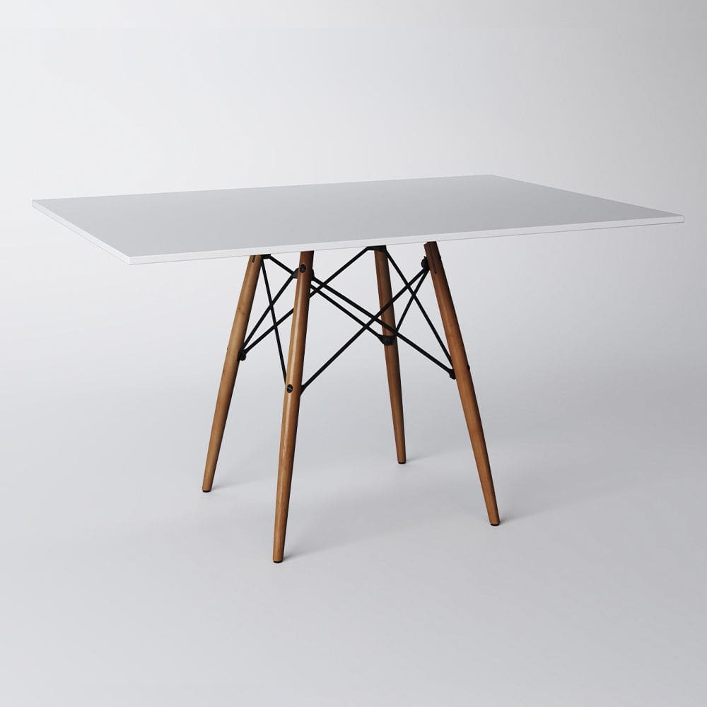 Mesa De Jantar Eiffel Retangular Tampo De Madeira 120x75cm Branco