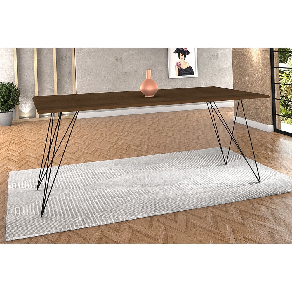 Mesa De Jantar Trama Plus Base  Preto Com Tampo Amêndoa 150 X 90 - New Green