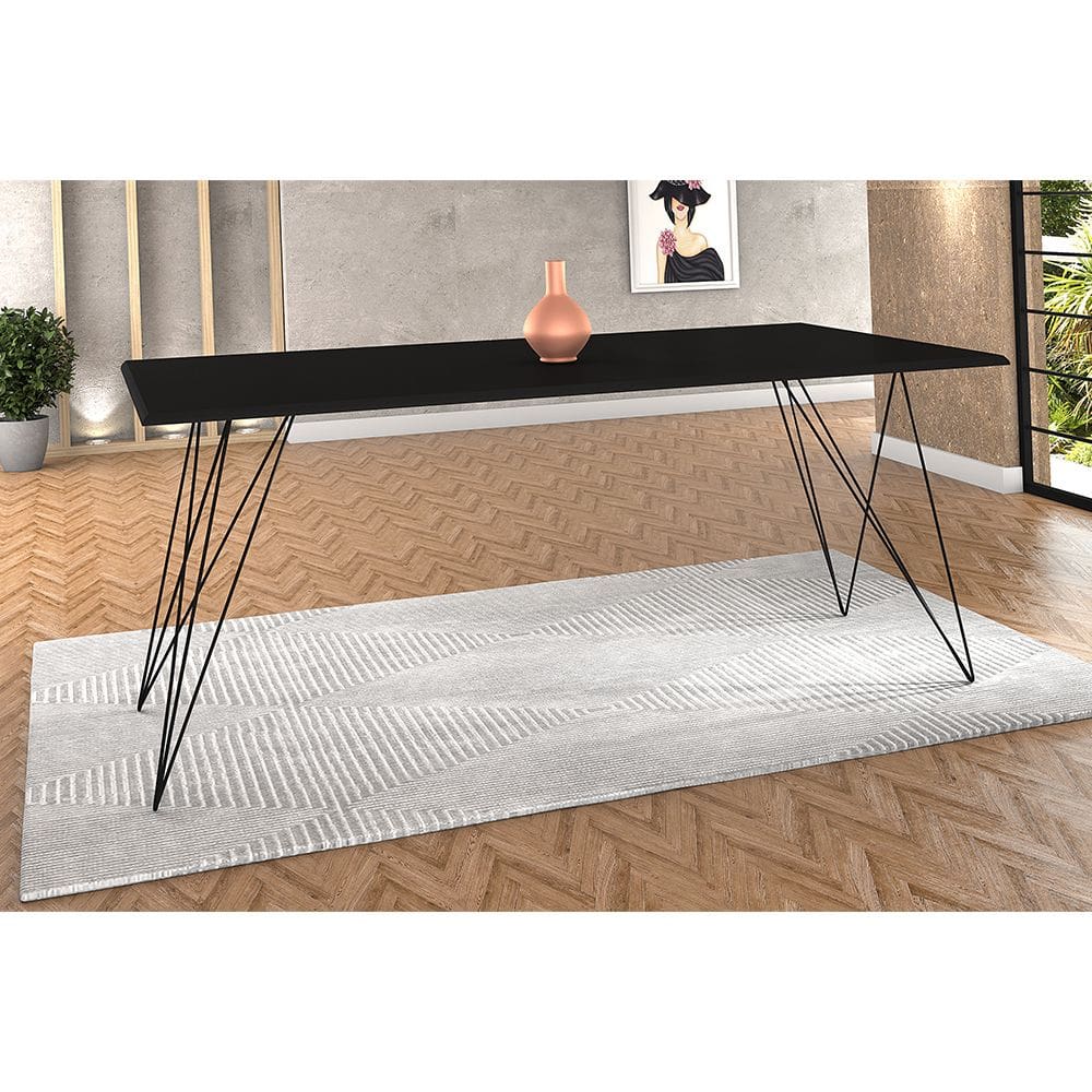 Mesa De Jantar Trama Plus Base Preta Com Tampo Preto 150 X 90 - New Green