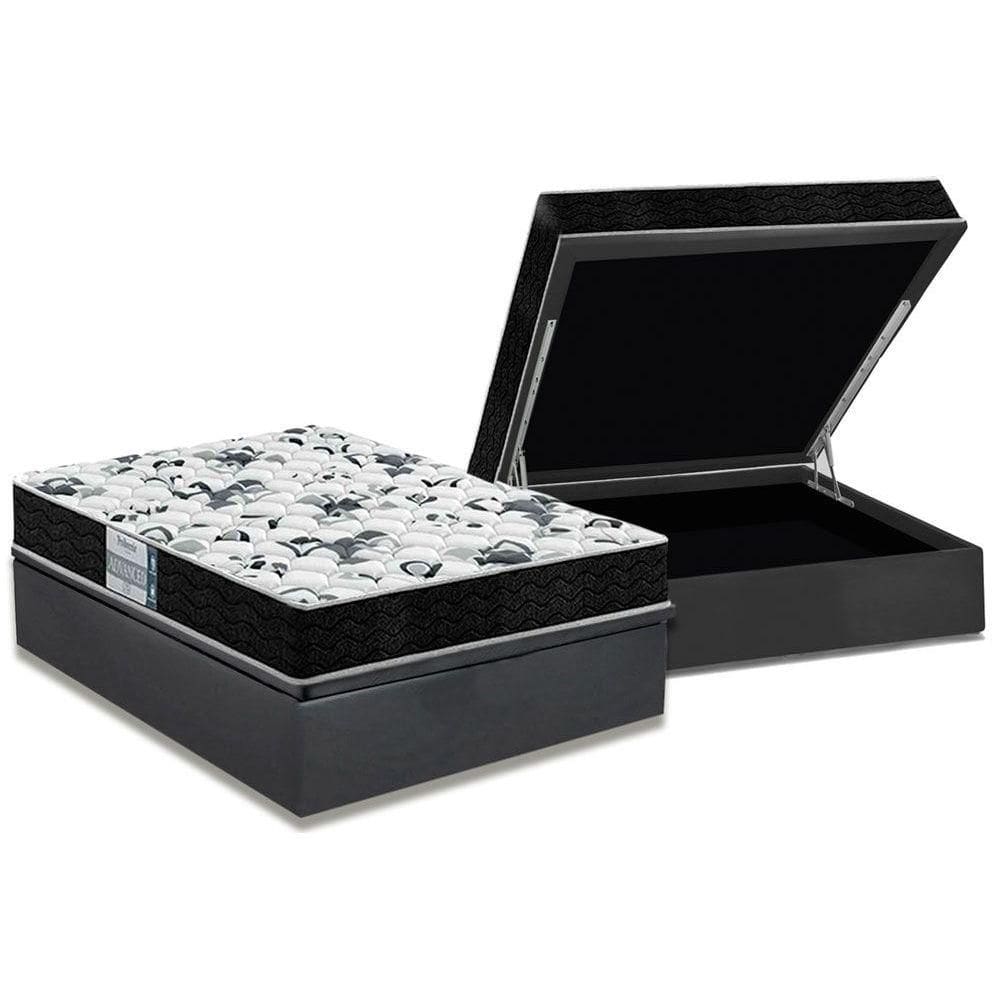 Cama Box Baú Casal: Colchão Ortopédico Probel D28 / EP ProDormir Advanced Tech1000 + Base CRC Suede Gray(138x188)