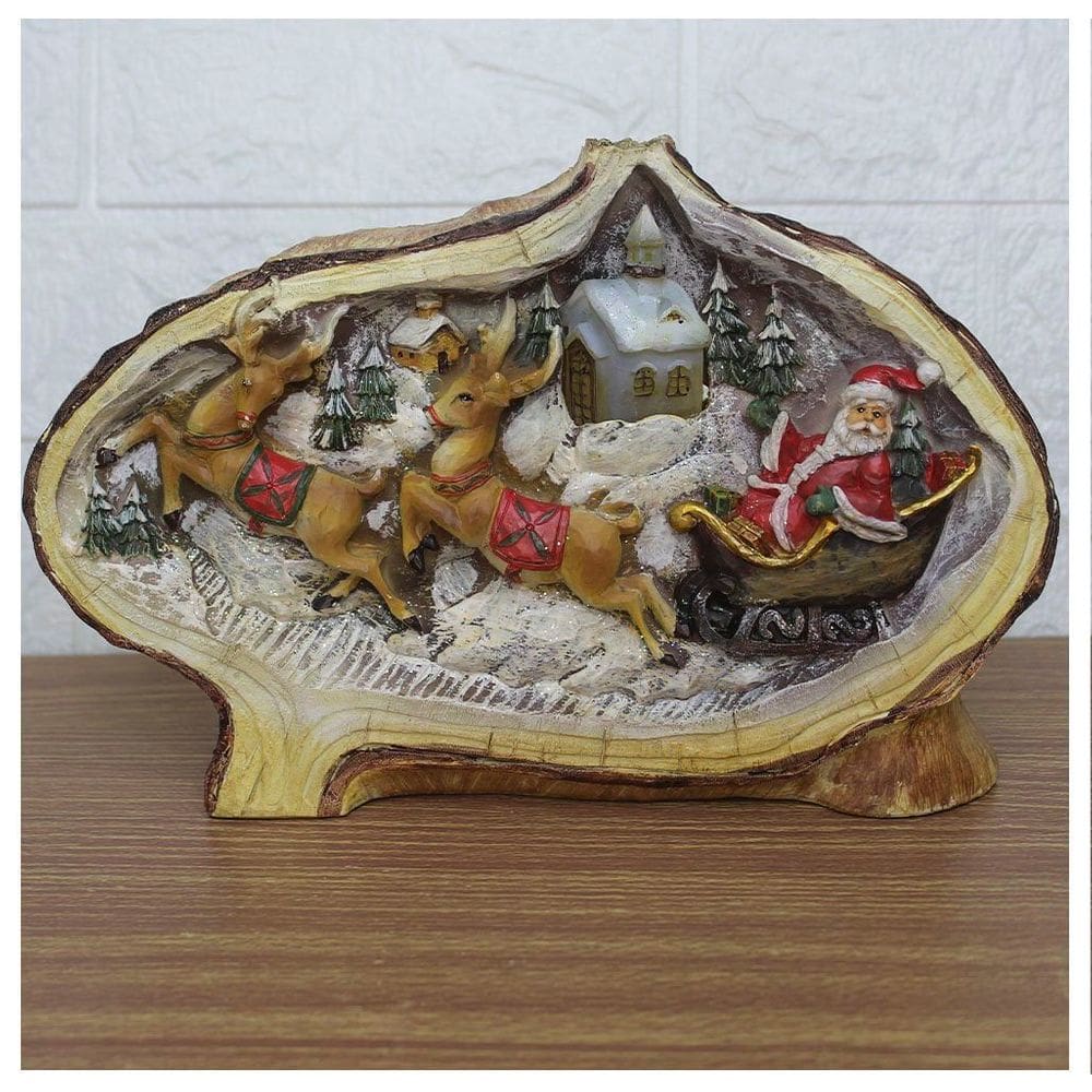 Decoração Cenário Natalino Papai Noel Rena Resina