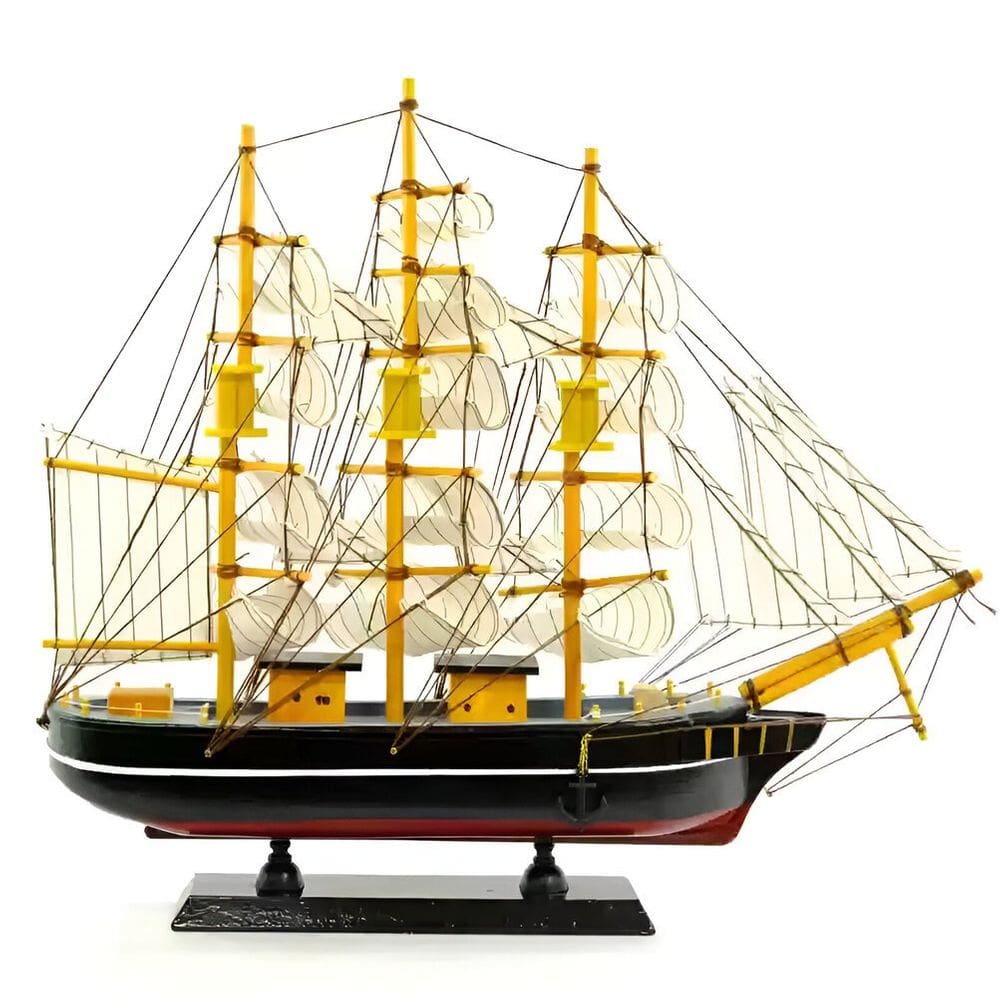 Miniatura Barco Caravela Madeira Enfeite Decorativo 39 cm