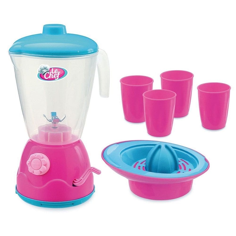 Brinquedo Kit Mini Liquidificador Manivela Giratória Coleção Le Chef