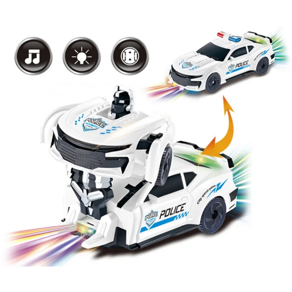 Carro Robô Policia Brinquedo Com Movimento Som e Luzes