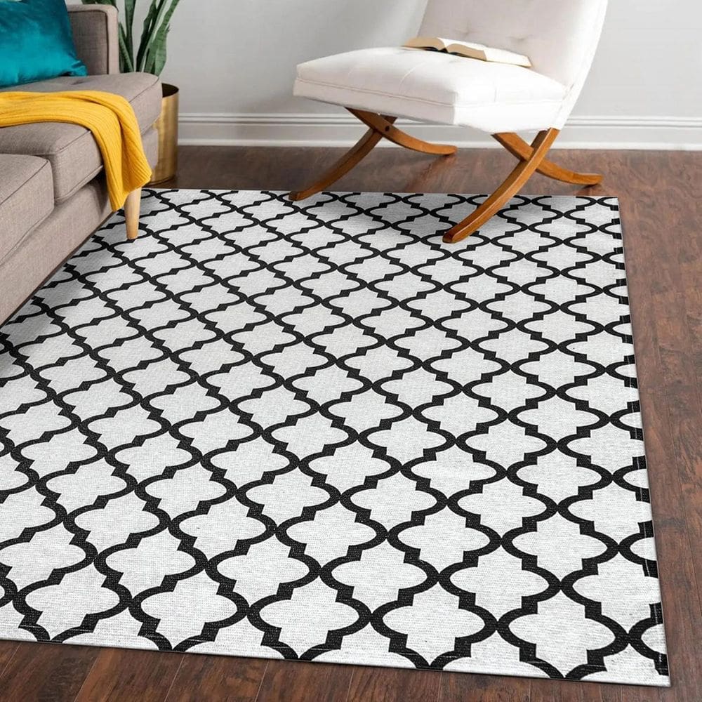 Tapete Jacquard Emborrachado 2,00M X 3,00M Sala Arabesco Cru