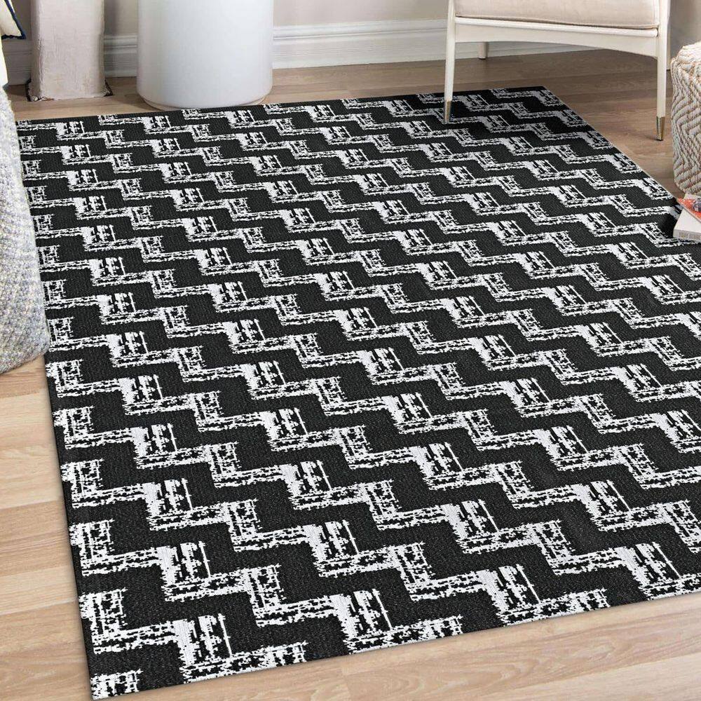 Tapete Jacquard Quarto 1,35M X 2,00M Pequeno Roma Preto