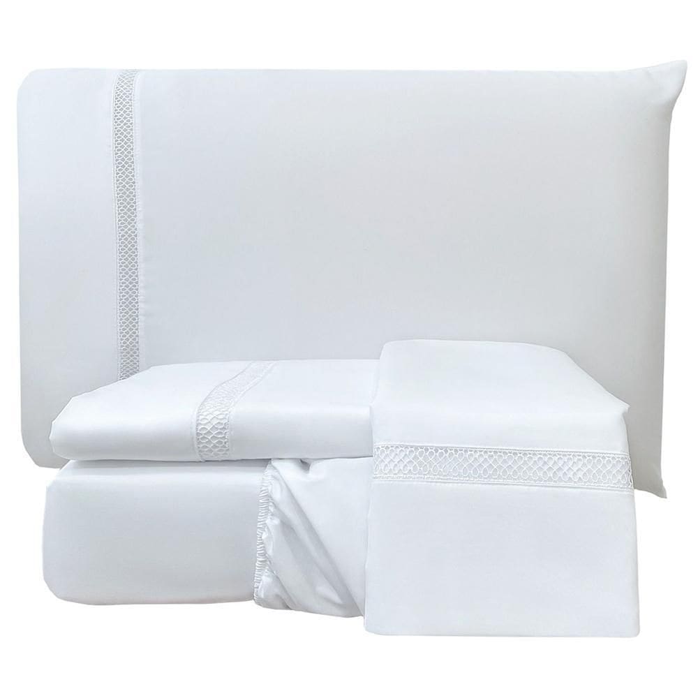 Jogo De Cama Lençol King Apolo Micropercal 300 Fios - Branco