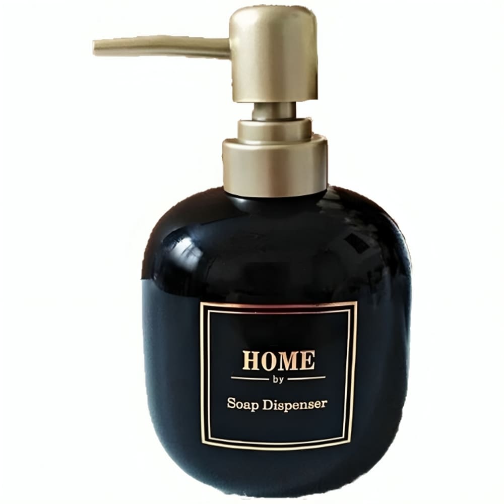 Porta Sabonete Líquido De Porcelana Oval Preto Lavabo Luxo