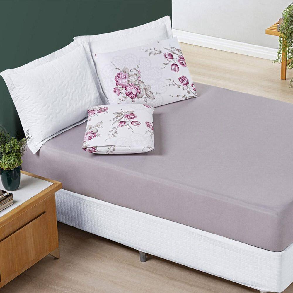 Jogo De Lençol King Size 3 Peças Avere 200 Fios Floral Lilac
