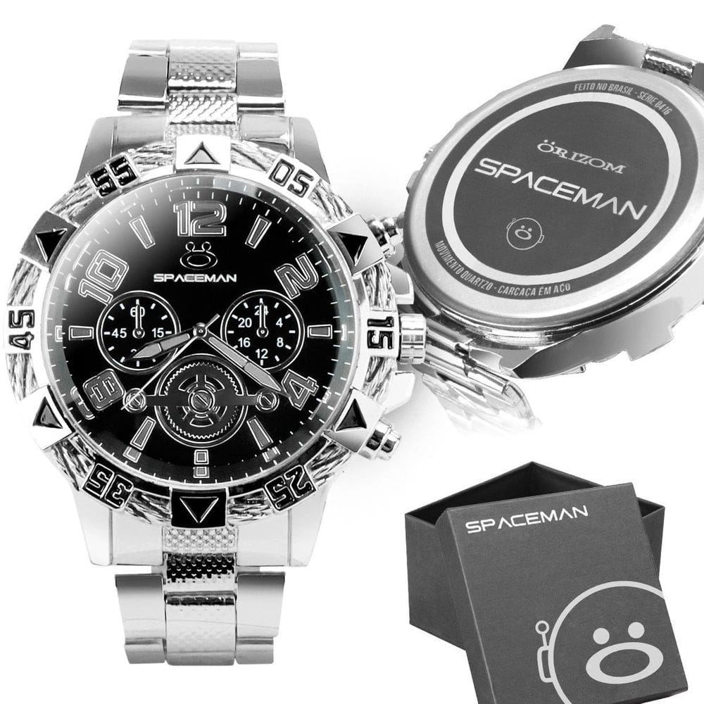 relogio masculino social prata aço inox grande + caixa