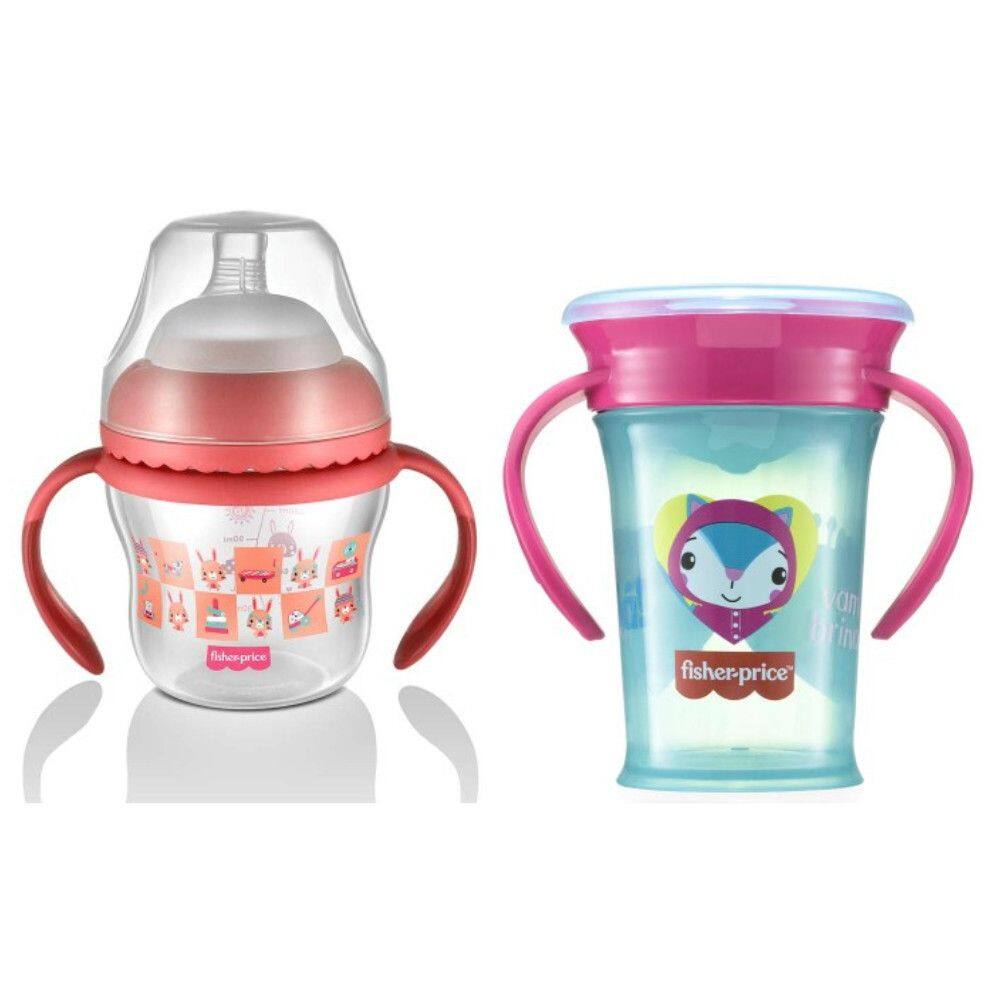 Kit Copo de Transição 150ml rosa + Copo de Treinamento 210ml First Moments Fisher Price - BB1056K