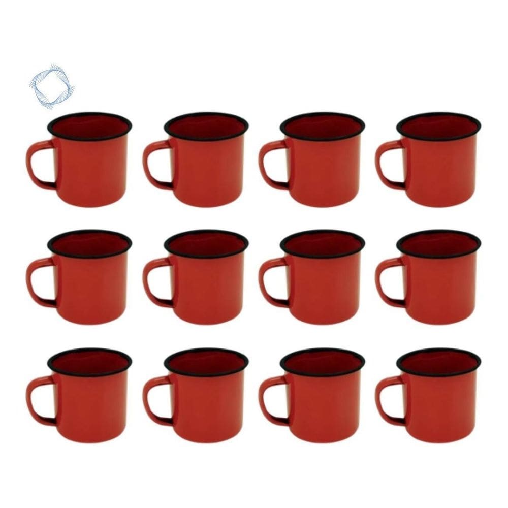 Caneca Esmaltada Retro 350Ml Vintage Jogo 24 Pcs - Vermelho