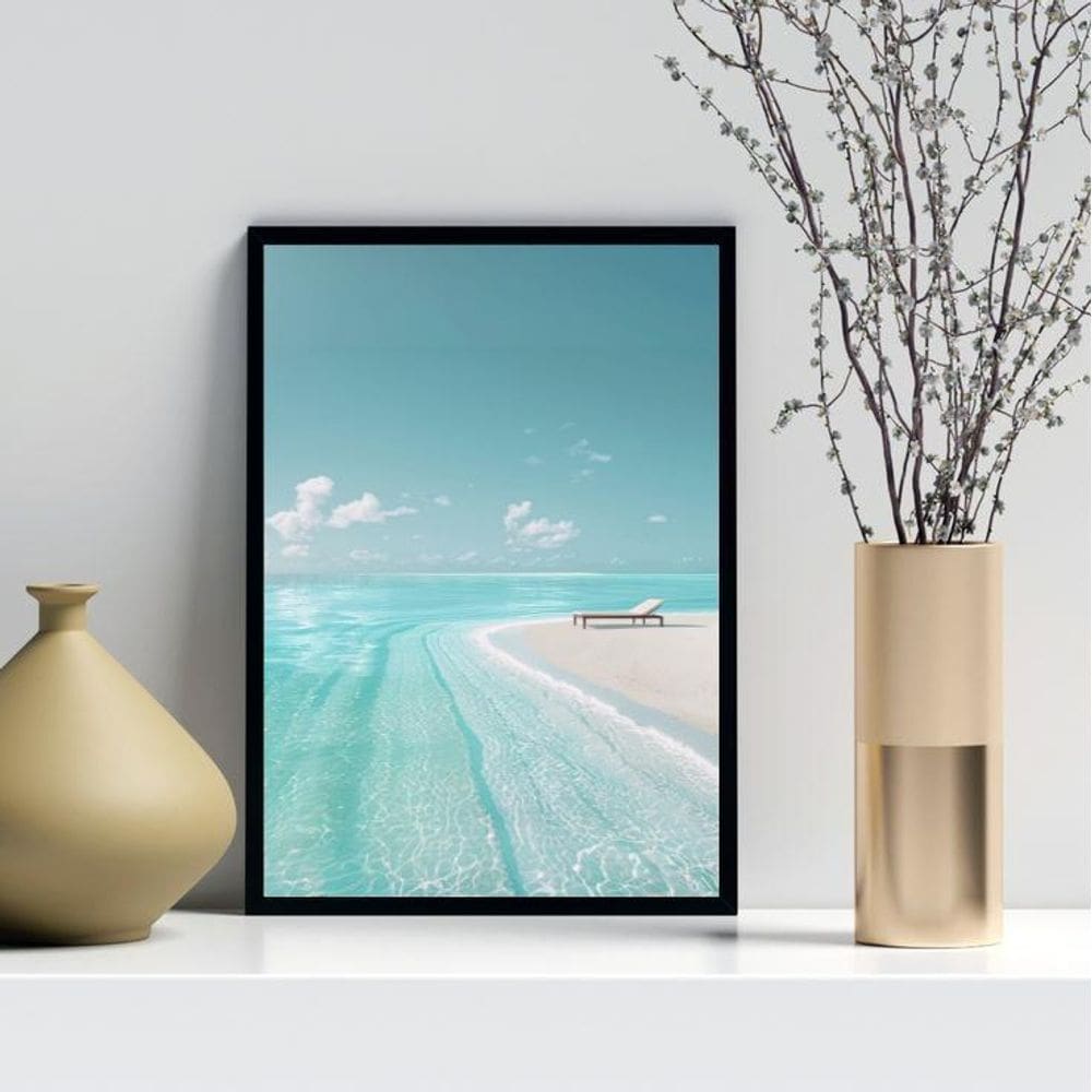 Quadro Decorativo Descanso Na Praia 45X34Cm