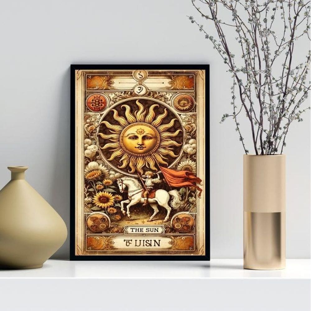 Quadro Carta Tarot Vintage - The Sun 45X34Cm