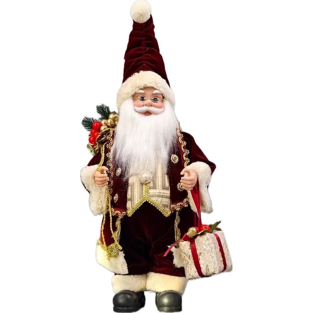 Papai Noel Musical Vinho Tradicional Decoração Natal 40Cm