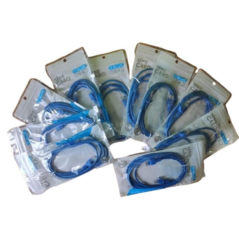 10 Unidades Cabo De Rede Rj45 Ethernet Lan Cat5E Azul 1,5 Mt