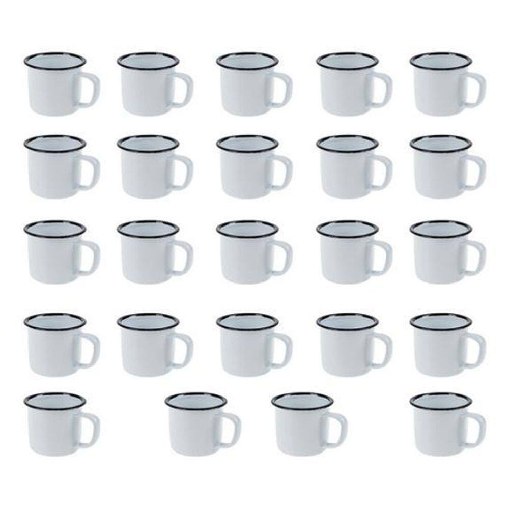 Caneca Esmaltada Retro 350Ml Branca Vintage Jogo 36 Unidades