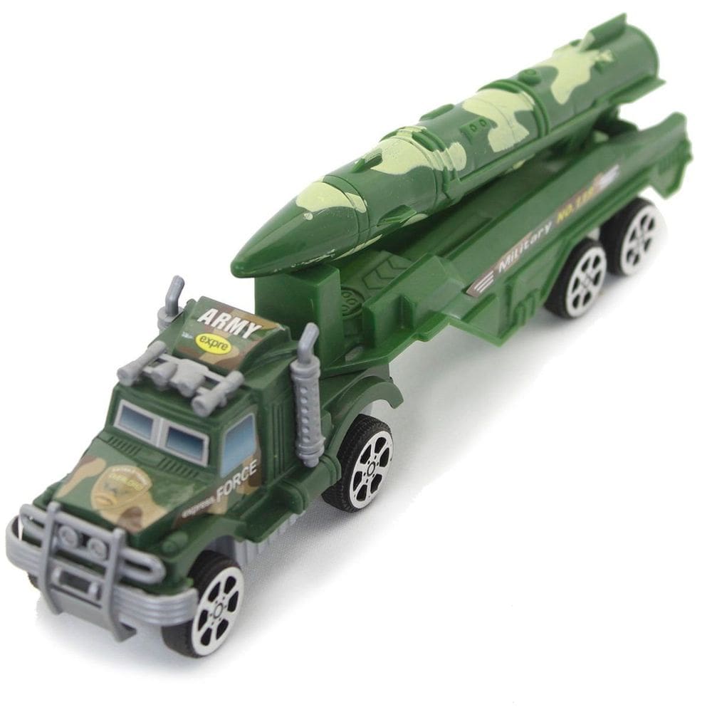 Carreta a Fricção Militar Camuflado Verde Míssil