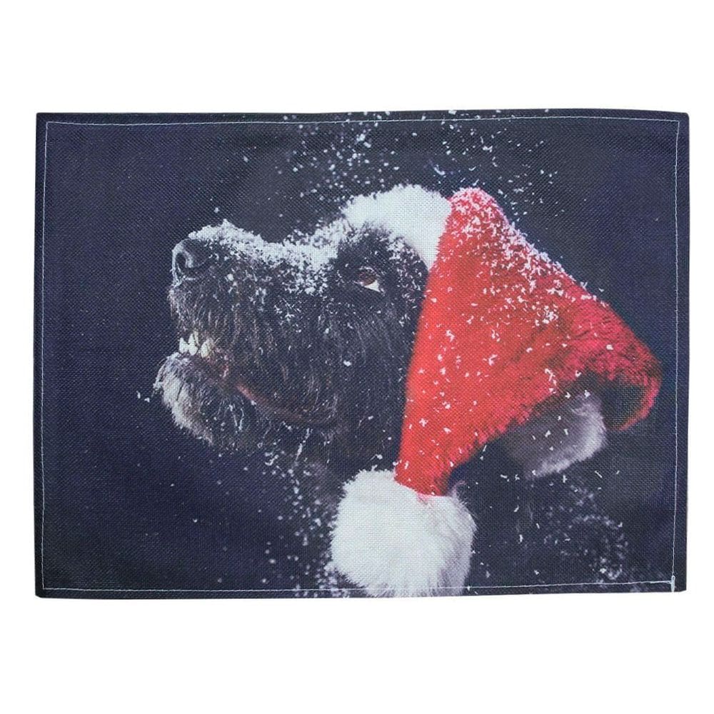 Jogo Americano Estampa Natal Cachorro Natalino 8 Peças