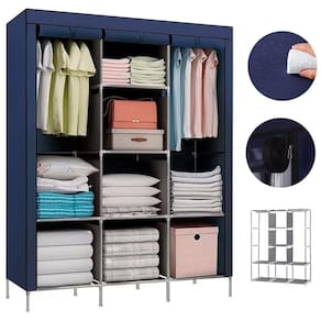 Guarda Roupas Armário Dobrável Organizador Multiuso - Azul