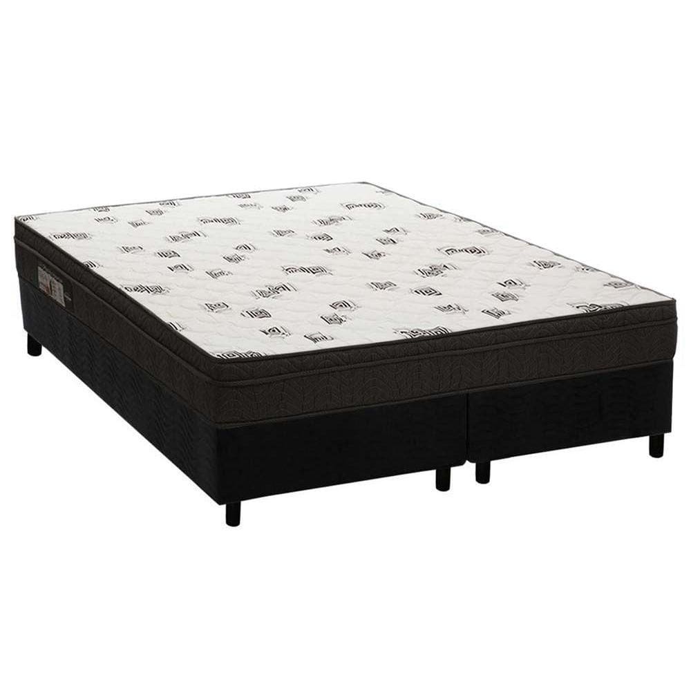 Cama Box Queen: Colchão Espuma D45 Ortobom Light Ortopilow + Base CRC Suede Black(158x198)
