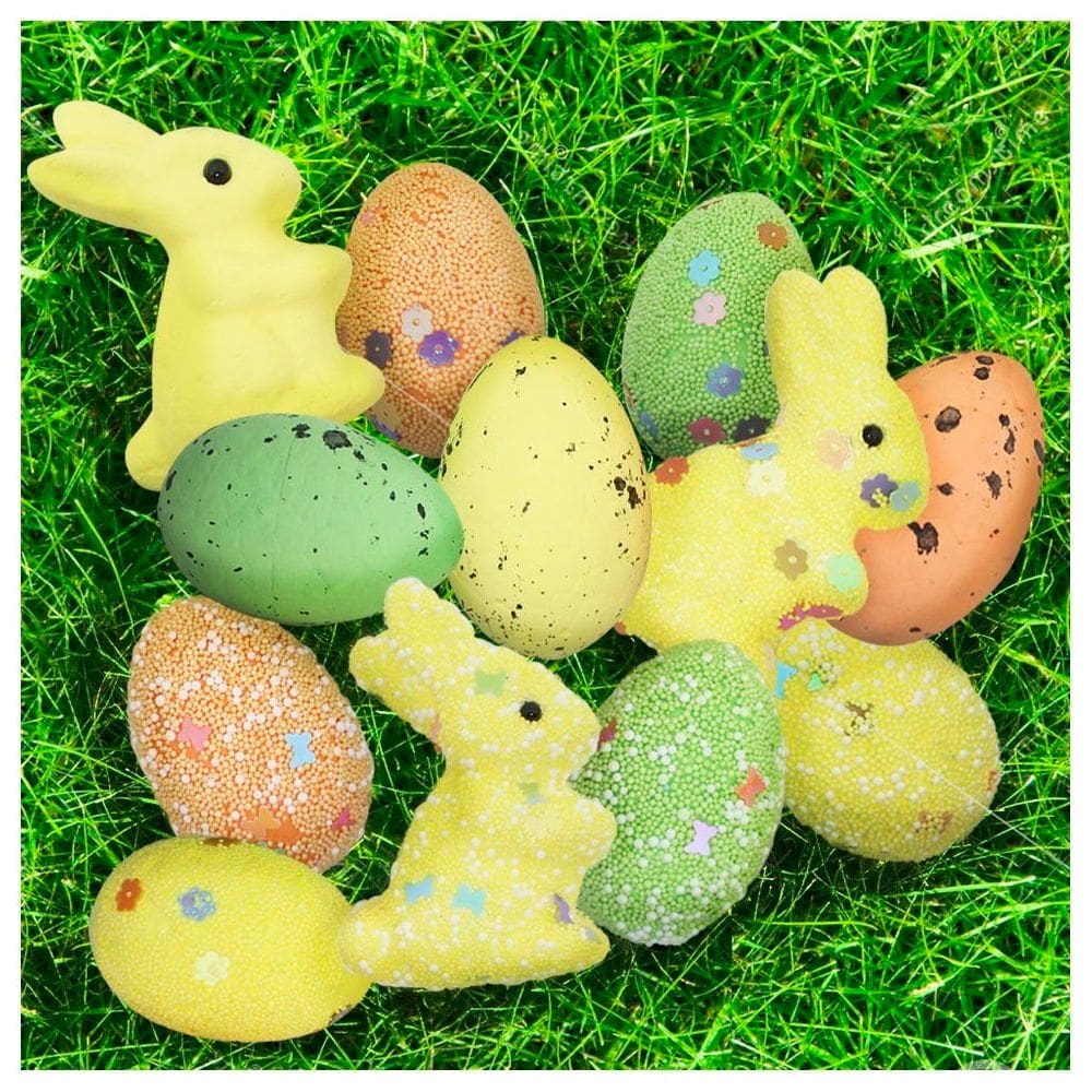 Kit Enfeites Decorativos Páscoa 3 Coelhinhos Com Ovos Decorados