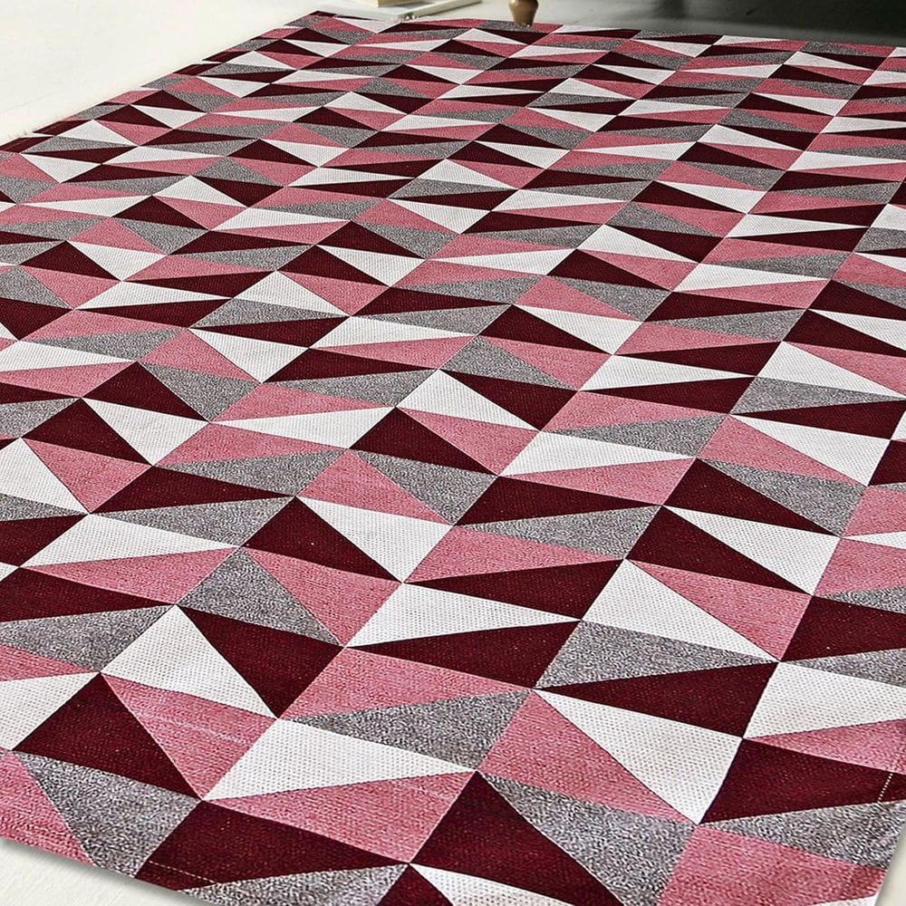 Tapete Jacquard Geométrico 1,35M X 2,00M Latéx Vermelho