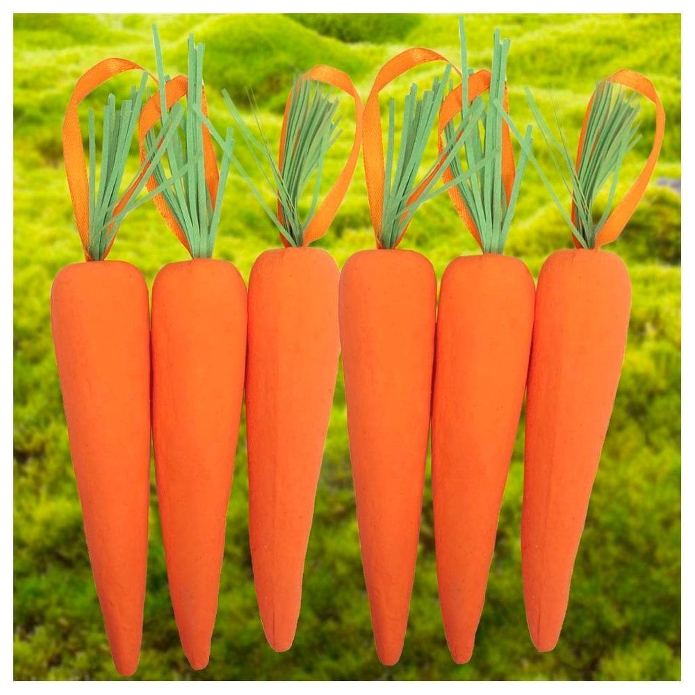 Enfeite Decorativo Páscoa 6 Cenouras Pendentes Isopor 14cm
