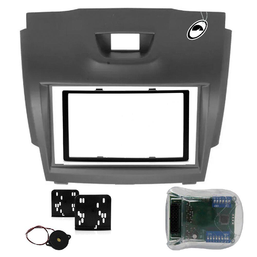 Moldura de Painel 2 Din S10 Trailblazer 2012 2013 2014 2015 S-10 + Interface Comando de Volante - Cinza